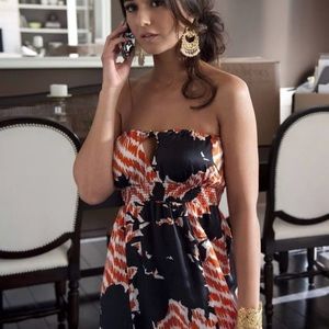 Jenny Han silk ruffle strapless maxi dress